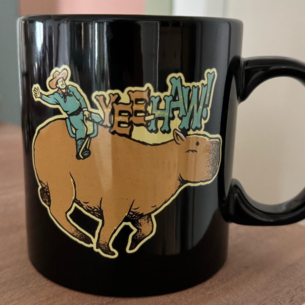 Threadless Capybara Cowboy Yeehaw Cowboy Coffee Tea Mug Cup Western Riding - Picture 2 of 4
